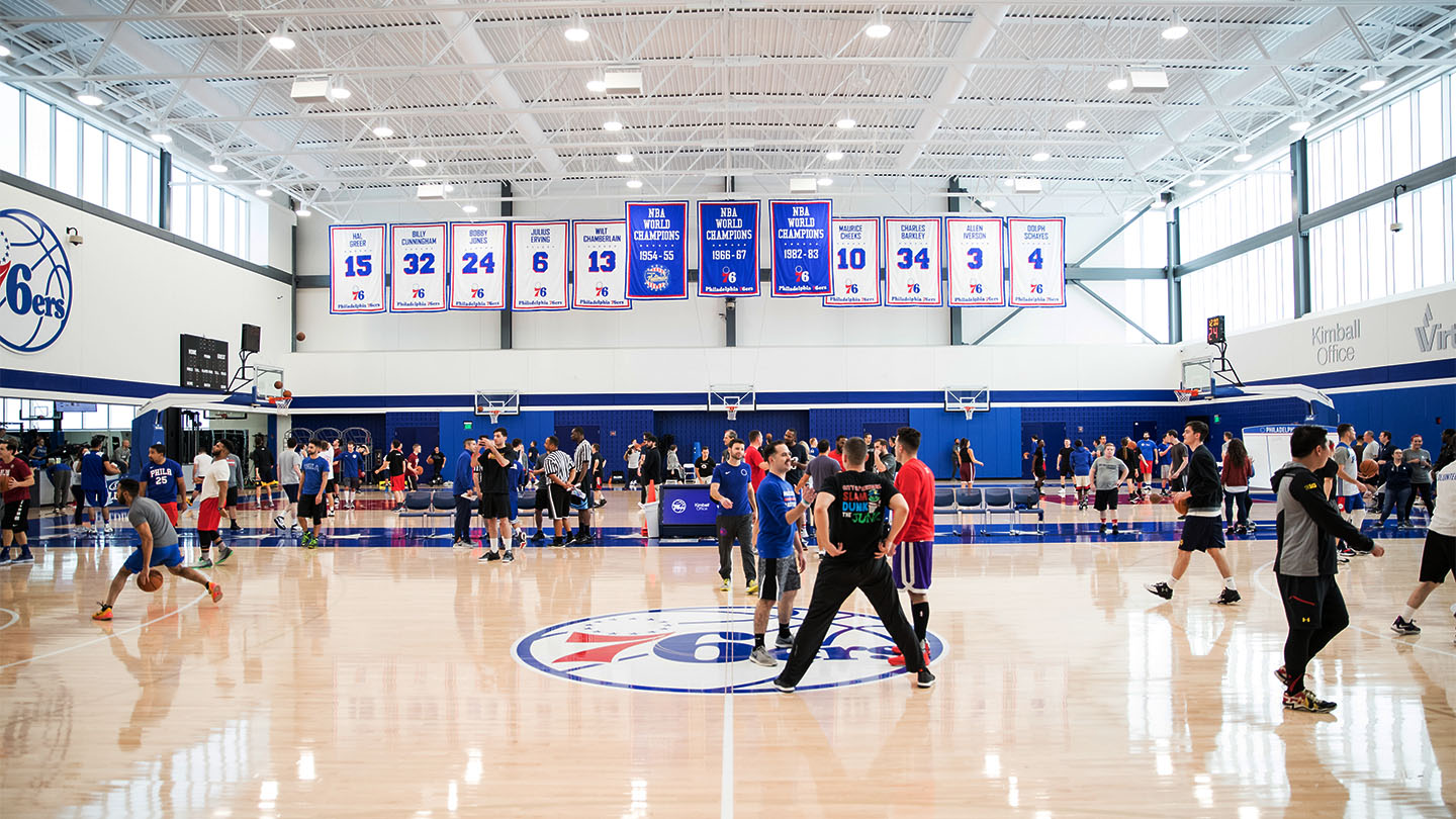 Players at center court